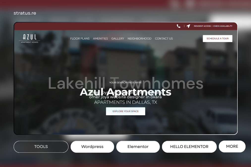 Stratus homepage – custom WordPress design by PHP and JavaScript expert showcasing real estate listings and property services